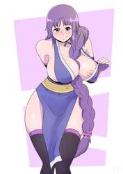 1girls alternate_breast_size big_breasts boruto:_naruto_next_generations female female_only horny human kakei_sumire kimono_open naruto purple_hair solo tail_hair