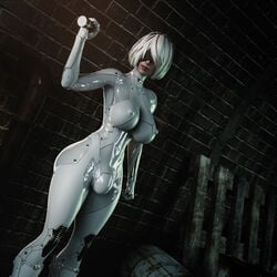 1futa 3d ball_bulge balls balls_in_bodysuit balls_under_clothes blindfold breasts bulge futa_only futanari huge_breasts impossible_clothes latex latex_futa latex_suit nier:_automata nipples pale-skinned_futanari penis_bulge penis_in_bodysuit solo stevencarson white_hair yorha_2b