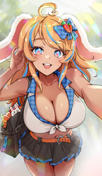 1girls big_breasts breasts bunny_ears bunny_gif busty carrot cleavage clothed female female_only foxy_rain_(foxyreine) foxyrain_(foxyreine) foxyreine heart-shaped_pupils indie_virtual_youtuber large_breasts midriff orange_hair purple_eyes skirt twitch twitch.tv virtual_youtuber