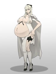 1girls areolae breast_milk breasts cleavage drakengard female huge_belly huge_breasts lactation lactation_without_expressing milk nipples pregnant ready_to_pop zero_(drakengard) zeruxu