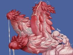 abs ball_fondling blue_eyes blush doll_joints flared_penis flexing flexing_bicep futanari garie_tuman gaussnek huge_breasts huge_nipples hyper_muscles hyper_penis leaking_cum multi_penis muscle_growth ripped_clothing self_upload sharp_teeth spiky_penis veiny_breasts veiny_muscles veiny_nipples veiny_penis veiny_testicles