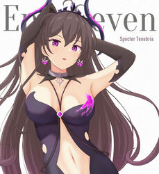 armpits big_breasts black_hair epic7 looking_at_viewer purple_hair tenebria_(epic7)