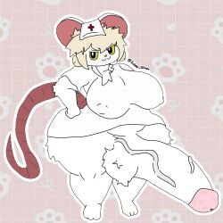 blonde_hair dickgirl doctor fur furry futanari large_ass large_breasts large_penis lorna lorna_(terrible_mouse) mouse mouse_ears mouse_tail nipples_visible_through_clothing nurse_cap paws rat_tail solo_futa tagme terrible_mouse thick_thighs veiny_penis white_body white_dress white_fur yellow_eyes