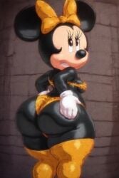 1girls ai_generated disney female female_only halloween maplecat minnie_mouse public_domain shortstack thighhighs