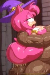 ai_generated amy_rose bastardad dark-skinned_male female halloween sonic_(series) sonic_the_hedgehog_(series)