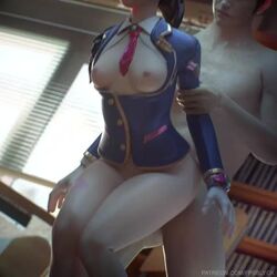 1boy 1girls 3d academy_d.va animated breasts d.va fpsblyck grabbing_from_behind light-skinned_female light-skinned_male light_skin male/female no_sound overwatch partially_clothed rape school_uniform sex straight tagme video