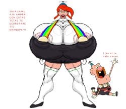 aunt_grandma breasts_bigger_than_head erect_nipples_under_clothes hyper_breasts size_difference spanish_dialogue spanish_text srsombrio uncle_grandpa uncle_grandpa_(character)