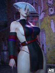 3d a.k.i. busty capcom earrings female female_focus female_only hagiwara_studio hourglass_figure loincloth makeup pinup pinup_pose red_eyes skimpy skimpy_clothes street_fighter street_fighter_6 tagme white_hair wide_hips