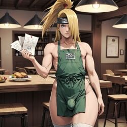 ai_generated apron deidara femboy male_focus male_only naruto naruto_shippuden thick_thighs