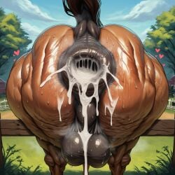 after_sex anal anus ass balls big_ass big_balls big_butt bodily_fluids cellulite cum cum_in_ass cum_inside equid equine feral gaping gaping_anus genital_fluids genitals glistening glistening_body horse huge_butt male mammal musk musk_clouds muskfarm outside puffy_anus saggy_balls solo steam sweat sweaty sweaty_body