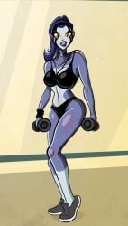 alien alien_girl alien_humanoid ben_10_omniverse big_breasts big_butt gym gym_clothes gym_shorts newman_(artist) rook_shar