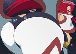 anybrody ass ass_focus bending_over color earth edit giantess looking_back macro planet red_hair size_comparison space space_yoko tengen_toppa_gurren_lagann text thick_thighs yoko_littner