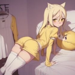 ai_generated ass shorts tight_clothes tight_clothing yellow_hair yellow_shorts young