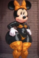 1girls ai_generated anthro disney female halloween maplecat minnie_mouse public_domain shortstack thighhighs