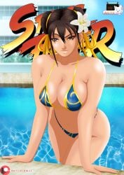 big_breasts bikini breasts capcom chinese chun-li commission curvaceous curvy curvy_figure karlen_vardanyan legs patreon street_fighter swimsuit swimwear