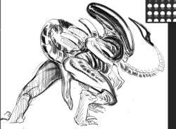 alien_(franchise) anus ass kukumomo male_xenomorph monochrome nude penis tagme weird_penis xenomorph