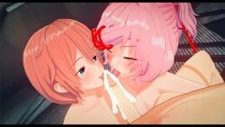 1boy 2girls 3d big_penis cometz cum doki_doki_literature_club ffm_threesome human human_only licking licking_cum licking_penis light-skinned_female light-skinned_male light_skin looking_at_viewer male_pov natsuki_(doki_doki_literature_club) nipples nude nude_female penis penis_kiss penis_kissing pov pov_eye_contact sayori_(doki_doki_literature_club)