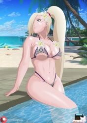 bikini blonde_female blonde_hair breasts commission ino_yamanaka karlen_vardanyan legs naruto naruto_(series) naruto_shippuden patreon pool swimsuit swimwear