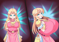 1girls a_link_between_worlds alternate_breast_size atz-zukin big_breasts breast_expansion breasts clothing enormous_breasts gigantic_breasts huge_breasts nintendo princess_zelda the_legend_of_zelda top_heavy zelda_(a_link_between_worlds)