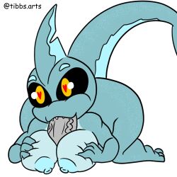 anthro blue_body breasts duo fellatio female fish genitals heart_eyes heart_symbol hi_res male male/female marine oral penile penis sex shark short_stack tail tibbs yellow_eyes