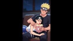 1boy 1girls 2025 2d age_difference ai_generated aistuffo animated black_hair blowjob blush boruto:_naruto_next_generations cleavage clothed fellatio indoors naruto naruto_(series) no_sound open_clothes popcorn red_eyes sarada_uchiha tagme tank_top uzumaki_naruto video