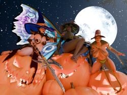 3d alarielle_the_radiant ariel_(warhammer) blender butterfly_wings halloween morathi pelvic_curtain pumpkin revealing_clothes sucre total_war:_warhammer warhammer_(franchise) warhammer_fantasy witch_hat