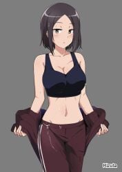 1girls 2d 2d_(artwork) 2d_artwork adult adult_female bare_arms bare_belly bare_chest bare_midriff bare_navel bare_shoulders bare_skin belly belly_button big_breasts black-haired_female black_bra black_hair black_underwear blush blush_face blushing_at_viewer blushing_female bra breasts brown-eyed_female brown_eyes brown_jecket brown_trousers busty busty_female busty_girl cleavage collarbone curvaceous curvaceous_body curvaceous_female curvaceous_figure curvaceous_hips curvy curvy_body curvy_female curvy_figure curvy_hips digital digital_art digital_drawing digital_drawing_(artwork) digital_media digital_media_(artwork) dumbbell_nan_kilo_moteru? exposed_arms exposed_belly exposed_chest exposed_midriff exposed_navel exposed_shoulders exposed_skin female female_focus female_only fingers grey_background hourglass_figure jecket large_boobs large_breasts lean_figure linea_alba looking_at_viewer mature mature_female medium_hair midriff mole mole_under_eye narrow_waist navel open_mouth parted_bangs parted_lips plump_breasts rizuta shoulders simple_background slender_body slender_waist slim_waist solo standing stomach sweat sweatdrop sweating sweaty sweaty_belly sweaty_body sweaty_breasts sweaty_chest sweaty_face sweaty_female tachibana_satomi trousers underwear upper_body white_background wide_hips