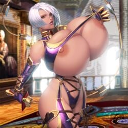 1girls alternate_breast_size areolae big_breasts breasts bursting_breasts elbow_gloves enormous_breasts female female_only gigantic_breasts glands_of_montgomery huge_breasts hyper_breasts isabella_valentine mangrowing massive_breasts nipples red_eyes short_hair silver_hair solo solo_female soul_calibur thick_thighs thighhighs top_heavy