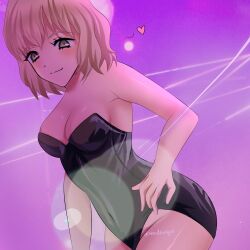 1girls attack_on_titan bangs belly_button black_topwear breasts brow brown_hair bunnysuit club curvy curvy_body curvy_female curvy_figure curvy_hips dressed eye_contact eyelashes flirtatious green_eyes hitch_dreyse looking_at_viewer lustful_energy lustful_eyes lustful_gaze medium_breasts medium_hair nightclub no_sex party seductive_look seductive_smile shingeki_no_kyojin short_hair smile smile_at_viewer solo_female solo_focus sultry_eyes sultry_gaze teasing teasing_viewer