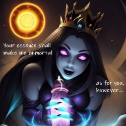 1boy 1girls adventurer ai_assisted ai_generated breasts crown cum_demanding dark_hair dominant_female ejaculation energy erect_penis erection evil evil_smile fantasy female female_rapes_male femdom forced_handjob forced_orgasm glans glowing glowing_genitals glowing_penis gown handjob handjob_domination handjob_reverse_rape holding_penis magic magic_handjob magic_ritual male necklace nonconsenting_male ominous orgasm_magic pale_skin penis penis_abuse pink_eyes portal reverse_forced_handjob ritual seductive_expression text texts wetnightmare