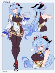 ai_generated breasts ganyu_(genshin_impact) genshin_impact hoyoverse large_thighs reference_sheet seductive_look slombert thin_waist