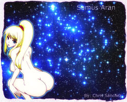 ass blonde_hair chrissanchezjustebel female metroid nintendo nude samus_aran sitting solo