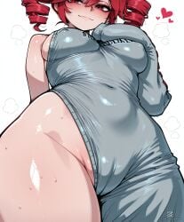 0rever 1girls 2025 ai ai_assisted ai_generated breasts breath brooklyn_sweater erect_nipples female female_only from_below heart kasane_teto pose posing steam sweat tagme vocaloid vulva