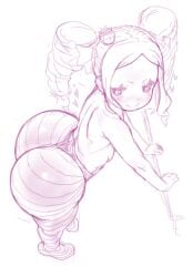 ass_bigger_than_head ass_focus beatrice_(re:zero) big_ass big_forehead bubble_ass bubble_butt colorless drill_hair flat_chest flat_n_thick high-angle_view hips_wider_than_shoulders huge_ass looking_at_viewer phat_ass planktiton presenting presenting_ass re:zero_kara_hajimeru_isekai_seikatsu seductive seductive_smile shortstack small_breasts smile stripes tights topless wide_hips