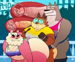 anthro anukkyt ass balls bear blush bodily_fluids canid canine canis carlos_(renasketched) clothed clothing cum cum_inside domestic_dog erection fox fur genital_fluids genitals giant_panda group group_sex hi_res internal lgbt_pride male mammal muscular muscular_male nipples nonbinary_(lore) overweight overweight_male penetration penile penis pit_bull pogi(anukkyt) pride_color_accessory pride_color_piercing pride_colors rena sex small_penis tail threesome trio vincian_pride_colors vulpin
