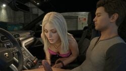 1boy 1boy1girl 1female 1girls 1male alleyway beautiful_woman blonde-haired_female blonde_female blonde_hair blonde_hair_female blue_skirt car female grand_theft_auto grand_theft_auto_online grand_theft_auto_v gta_prostitute interior_view looking_at_penis los_santos mature_woman nameless_character necklace penis_out pink_topwear prostitute prostitution rockstar_games sex_worker stockings