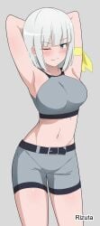 1girls 2d 2d_(artwork) 2d_artwork arm_behind_head armband armpit armpit_crease armpit_peek armpits arms_behind_head bare_armpits bare_arms bare_belly bare_legs bare_midriff bare_navel bare_shoulders bare_skin belly belly_button big_breasts blue-eyed_female blue_eyes blunt_bangs bob_cut bra breasts busty busty_female busty_girl busty_teen collarbone curvaceous curvaceous_body curvaceous_female curvaceous_figure curvaceous_hips curvaceous_teen curvy curvy_body curvy_female curvy_figure curvy_hips curvy_teen digital digital_art digital_drawing digital_drawing_(artwork) digital_media digital_media_(artwork) dumbbell_nan_kilo_moteru? elbows exposed_armpits exposed_arms exposed_belly exposed_legs exposed_midriff exposed_navel exposed_shoulders exposed_skin eye_closed eyebrows_visible_through_hair female female_focus female_only gina_boyd grey_background grey_bra grey_underwear groin hairless_armpits hand_behind_head hands_behind_head high_school_student hourglass_figure inverted_bob large_boobs large_breasts lean_figure looking_at_viewer medium_hair midriff narrow_waist navel one_eye_closed one_eye_open plump_breasts posing posing_for_the_viewer rizuta school_girl shaved_armpits shoulders simple_background slender_body slender_waist slim_waist solo sports_bra sports_shorts standing teen_girl teenage_girl teenage_tits teenager thigh_gap thighs underwear upper_body white-haired_female white_background white_eyebrows white_hair wide_hips wink winking winking_at_viewer winking_eye young_female young_woman