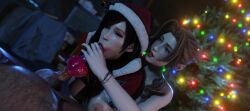 1boy 2girls 2girls1boy 3d aerith_gainsborough animated blowjob blueberg canine canine_genitalia canine_penis fellatio female final_fantasy final_fantasy_vii final_fantasy_vii_remake human interspecies knot male no_sound oral penis red_xiii santa_hat short_video shorter_than_30_seconds tagme tifa_lockhart video zoophilia