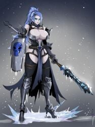 big_thighs death_knight frozen_over huge_breasts hugeboobs massive_tits sexy_body snow spear spearfrost thigh_boots thigh_highs warrior_(warcraft) warrior_woman world_of_warcraft