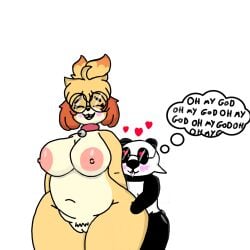 animal_crossing anthro areola aroused bear belly big_breasts big_butt bodily_fluids breasts butt canid canine canis crooked_teeth crossover derpybelle domestic_dog eyes_closed eyewear female frutigooner giant_panda glasses gynomorph hair heart_eyes heart_symbol hug hugging_another hugging_butt intersex isabelle_(animal_crossing) lgbtq love mammal mei_(frutigooner) nerd nintendo overweight overweight_female pink_areola saliva shih_tzu shortstack shortstack_female smile thick_thighs thought_bubble tied_hair tongue tongue_out toy_dog trans_(lore) trans_woman_(lore)