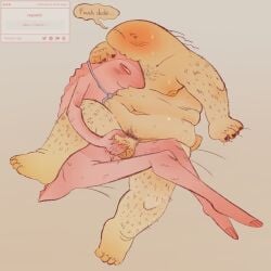 adult_swim alan_(smiling_friends) allan_red charlie_(smiling_friends) charlie_dompler fat fat_male gay hairy hairy_male handjob male_only non-human overweight_male small_penis smiling_friends stroking_penis
