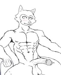 1boy 1boys athletic beastars blush cock dick ear first_time fur furry furry_only hunk legoshi_(beastars) male male_only muscle muscles muscular nervous penis shy skeletonz_z sketch solo tagme twunk virgin virgin_male