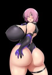 alto-kun ass big_ass big_breasts big_butt blush breasts elbow_gloves fate/grand_order fate_(series) huge_ass huge_breasts hyper_breasts large_breasts looking_back mash_kyrielight open_mouth pink_hair purple_eyes short_hair speedo thick_thighs