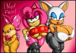 amy_rose angelauxes anthro ass bat big_ass big_breasts big_butt black_border blue_eyes blue_eyeshadow bodily_fluids border bow bracelet breast_envy breasts chiropteran cleavage clothed clothing crying erect_nipples_under_clothes eulipotyphlan eyelashes eyeshadow female flat_chested furry green_eyes group hair hedgehog huge_breasts jewelry koopa koopaling legwear lips lipstick looking_at_viewer makeup mammal mario_(series) necklace nintendo nipple_outline pink_background pink_fur pink_hair pink_lips pink_lipstick polka_dot_panties prostitution rouge_the_bat scalie sega shell simple_background smile smiling_at_viewer sonic_(series) sonic_the_hedgehog_(series) stockings teardrop tears thick_lips thick_thighs thighhighs thought_bubble turtle video_games wendy_o._koopa wings