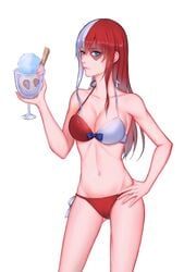 1girls bikini blue_eye cleavage female female_only female_todoroki genderswap_(mtf) heterochromia ice_cream light-skinned_female long_hair my_hero_academia posing red_bikini red_hair red_swimsuit rule_63 scar_on_face shouto_todoroki side-tie_bikini side-tie_panties slim_waist solo summer swimsuit two_piece_swimsuit two_tone_hair white_background white_hair