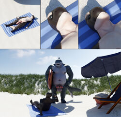 3d_(artwork) 5_fingers 5_toes absurd_res anthro balls beach belly big_balls big_penis bigjoppa biped black_body carpet_shark cetacean chubby_male delphinoid digital_media_(artwork) diphallia diphallism duo feet fingers fish genitals hi_res humanoid_feet humanoid_genitalia humanoid_hands humanoid_penis male mammal marine multi_genitalia multi_penis navel nipples oceanic_dolphin orca overweight overweight_male penis sand seaside shark size_difference slightly_chubby solo solo_focus sunbathing surfboard thick_thighs toes toothed_whale whale_shark white_body