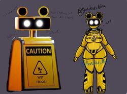 1girls big_breasts breasts chubby female female_only five_nights_at_freddy's five_nights_at_freddy's:_security_breach hondausmina humanoid patpat solo standing thick_thighs wet_floor_bot_(fnaf) wide_hips