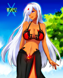 bra brown_skin dress jewelry logo original original_character purple_eyes sacredcourage the_legendary_tauran'creima the_legendary_tauran'creima:_star_beings_of_the_universe ulanahar_gekonia white_hair