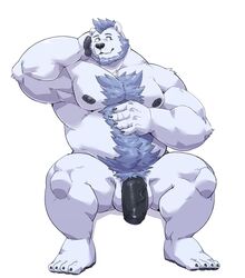 2021 absurd_res anthro balls bara belly black_nose flaccid fur genitals hi_res humanoid_genitalia humanoid_hands humanoid_penis jumperbear kemono male male_focus male_only male_solo mammal moobs musclegut nipples overweight overweight_male penis polar_bear simple_background solo solo_male ursid ursine white_background white_body white_fur