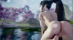 3d ass ass breasts douluo_dalu female grass naked ponytail pussy trees water xiao_wu_(douluo_dalu)